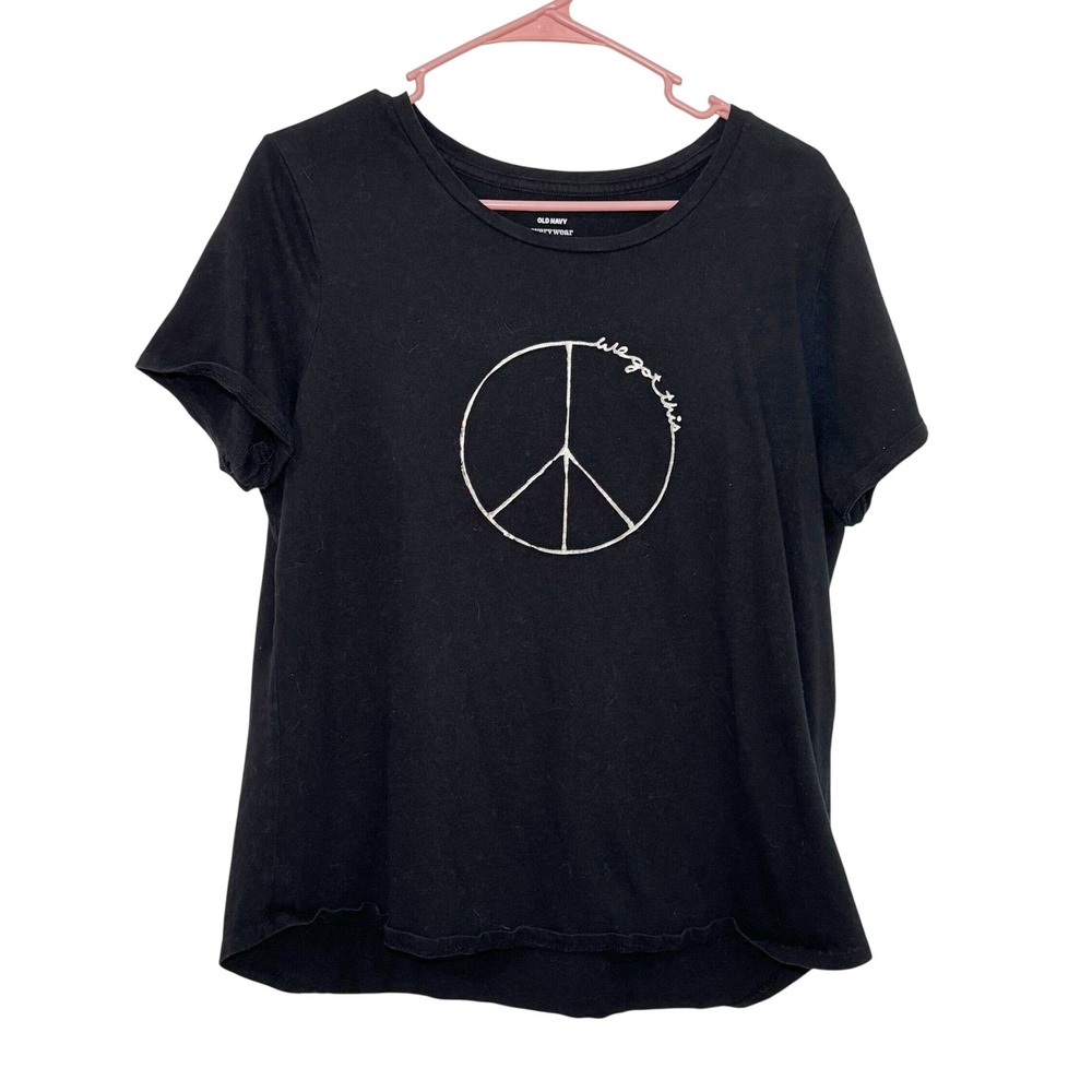 Old Navy Everywear Black Peace Sign We Got This Graphic T-Shirt Womens Large